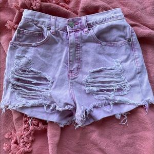 Signature8 High waisted Destressed Jean shorts
